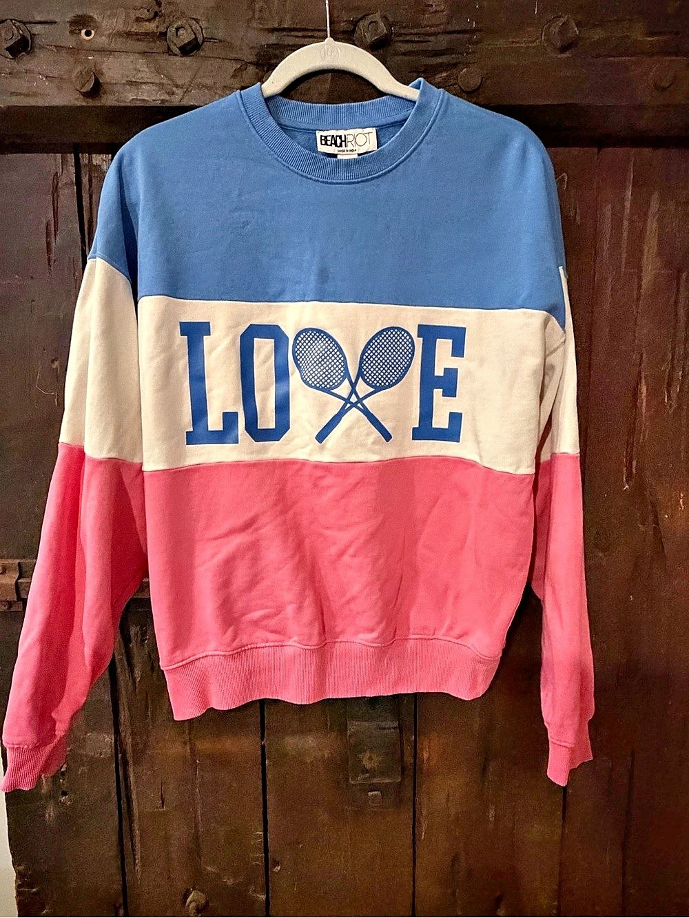Beach Riot Cyra Top Color Block Cotton Sweatshirt Size Small